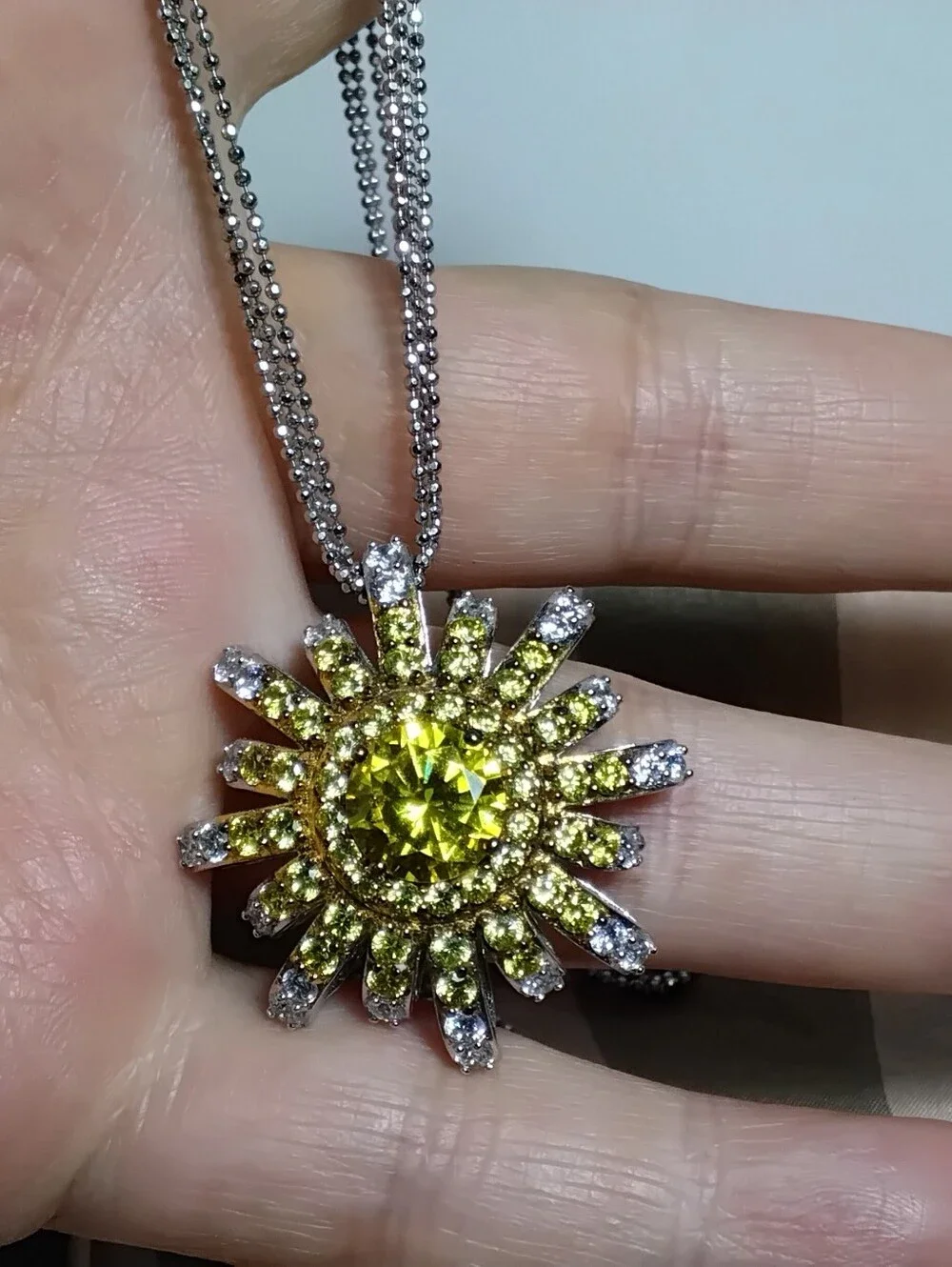 Vanna K CZ 925 Silver Sunburst Necklace